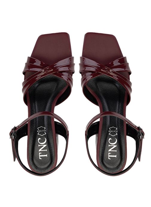 Tamer Tanca Kadın Suni Deri Bordo Rugan Topuklu Ayakkabı - Görsel 7