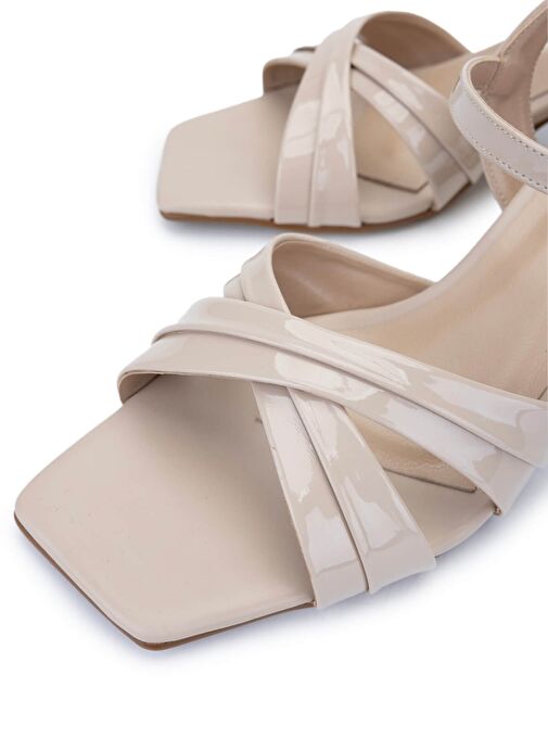 Tamer Tanca Kadın Suni Deri Bej Topuklu Ayakkabı - Görsel 4