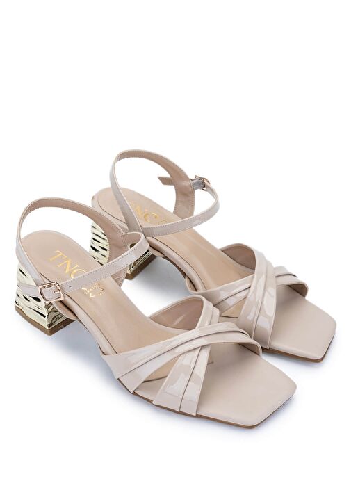 Tamer Tanca Kadın Suni Deri Bej Topuklu Ayakkabı - Görsel 3