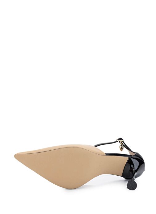 Tamer Tanca Kadın Hakiki Deri Bej/Siyah Topuklu Ayakkabı - Görsel 5