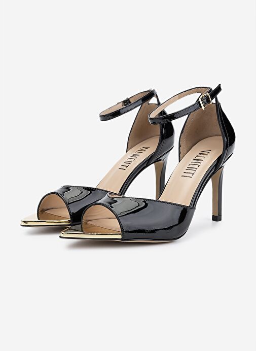 Valmenti Kadın Siyah Rugan Topuklu Ayakkabı - Görsel 7