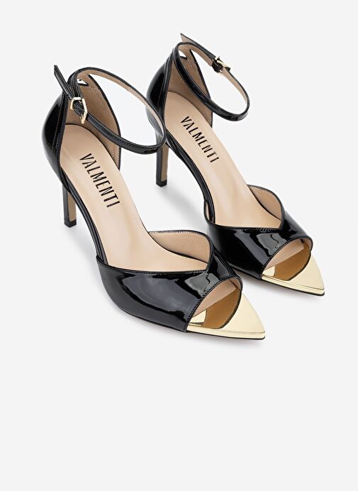 Valmenti Kadın Siyah Rugan Topuklu Ayakkabı - Görsel 3