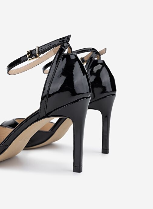 Valmenti Kadın Siyah Rugan Topuklu Ayakkabı - Görsel 5