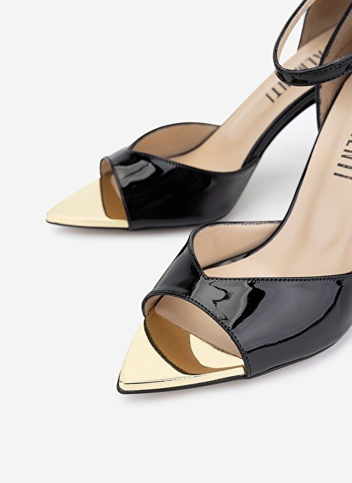 Valmenti Kadın Siyah Rugan Topuklu Ayakkabı - Görsel 4