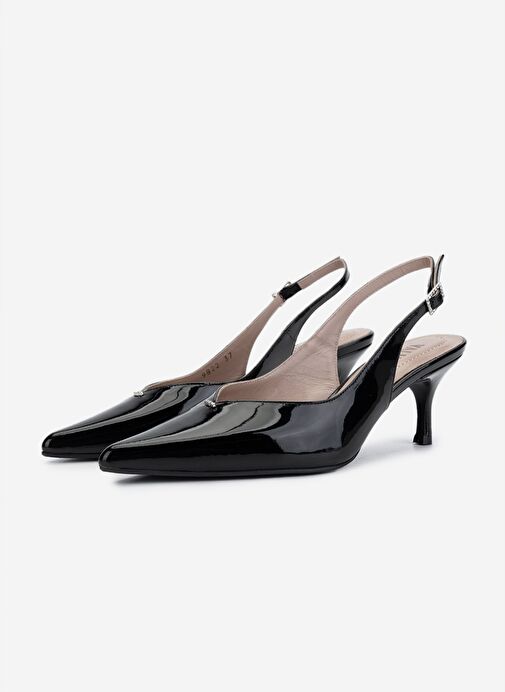 Valmenti Kadın Siyah Rugan Topuklu Ayakkabı - Görsel 7