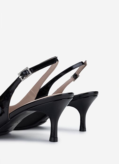 Valmenti Kadın Siyah Rugan Topuklu Ayakkabı - Görsel 5