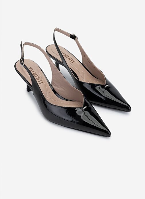 Valmenti Kadın Siyah Rugan Topuklu Ayakkabı - Görsel 3