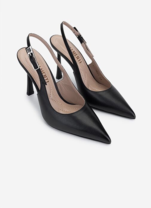 Valmenti Kadın Siyah Deri Topuklu Ayakkabı - Görsel 3