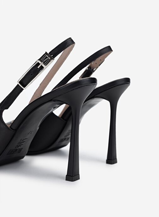 Valmenti Kadın Siyah Deri Topuklu Ayakkabı - Görsel 5