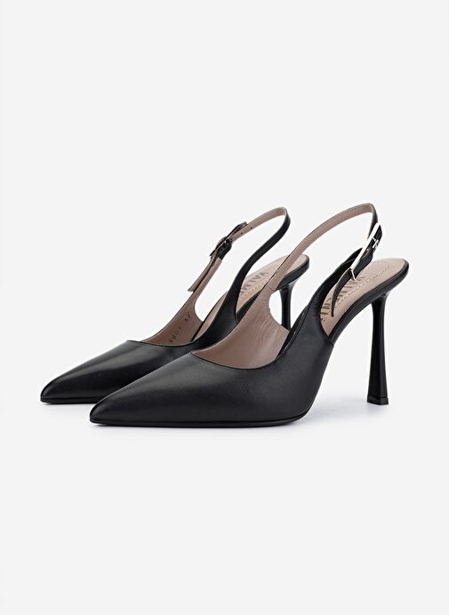 Valmenti Kadın Siyah Deri Topuklu Ayakkabı - Görsel 7