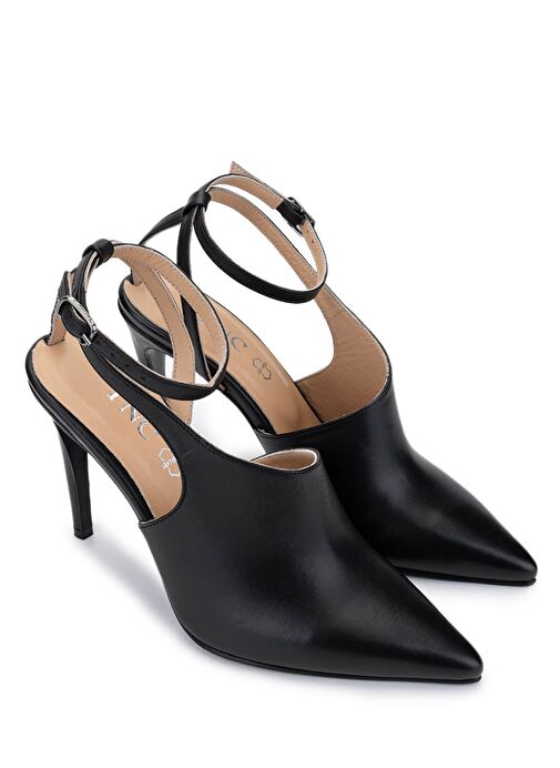 Tamer Tanca Kadın Hakiki Deri Siyah Topuklu Ayakkabı - Görsel 3