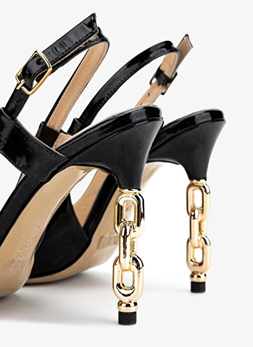 Valmenti Kadın Siyah Rugan Topuklu Ayakkabı - Görsel 6