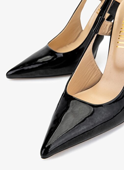 Valmenti Kadın Siyah Rugan Topuklu Ayakkabı - Görsel 4