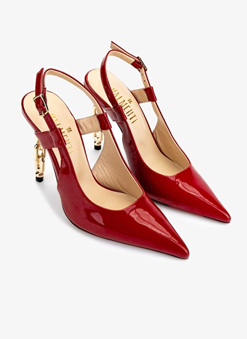 Valmenti Kadın Kırmızı Rugan Topuklu Ayakkabı - Görsel 3
