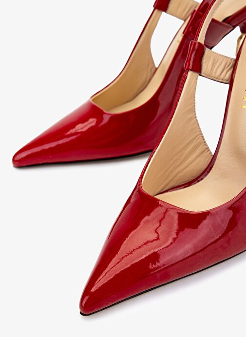 Valmenti Kadın Kırmızı Rugan Topuklu Ayakkabı - Görsel 4