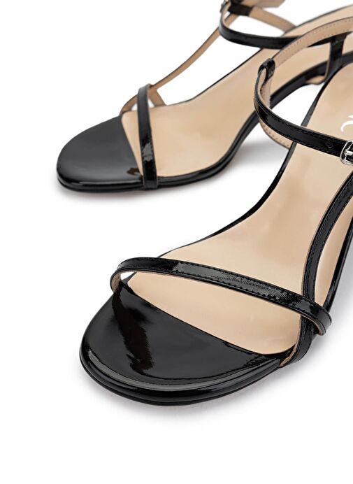 Tamer Tanca Kadın Hakiki Deri Siyah Rugan Topuklu Ayakkabı - Görsel 4