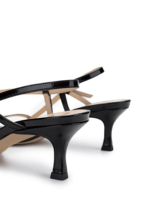 Tamer Tanca Kadın Hakiki Deri Siyah Rugan Topuklu Ayakkabı - Görsel 5