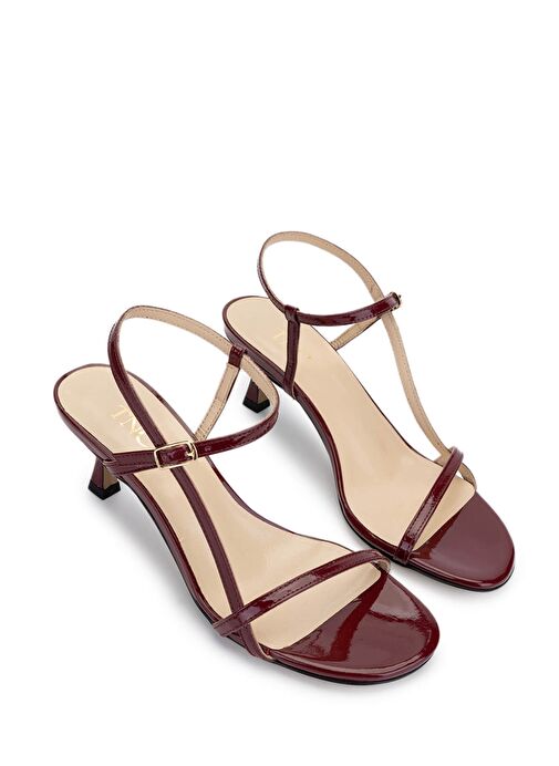 Tamer Tanca Kadın Hakiki Deri Bordo Rugan Topuklu Ayakkabı - Görsel 3