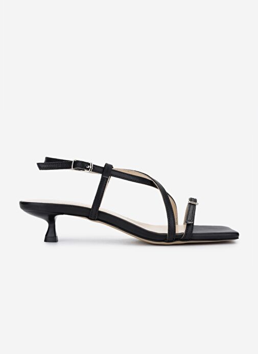 Valmenti Kadın Siyah Deri Topuklu Ayakkabı - Görsel 2