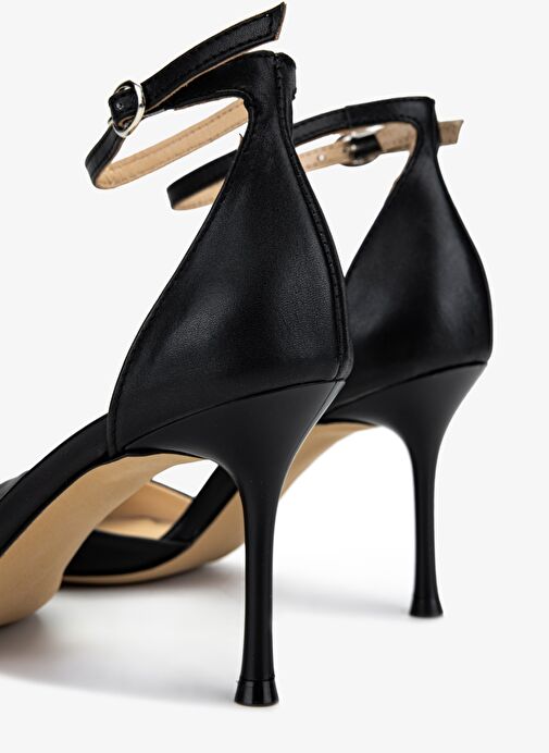 Valmenti Kadın Siyah Deri Topuklu Ayakkabı - Görsel 6