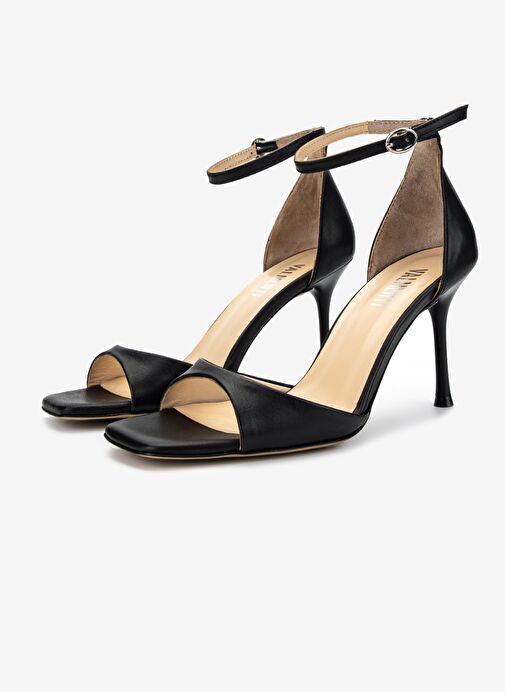 Valmenti Kadın Siyah Deri Topuklu Ayakkabı - Görsel 5