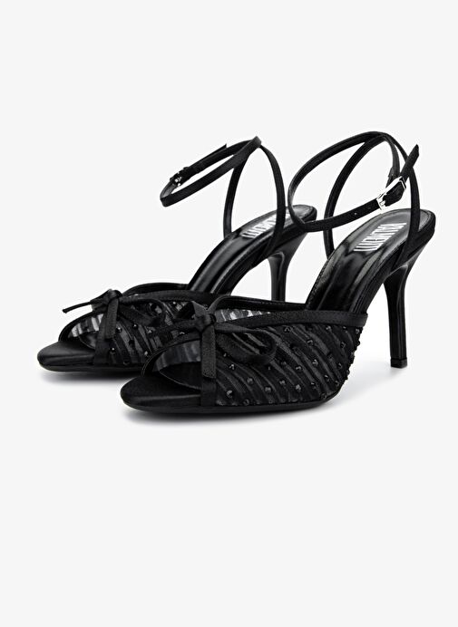 Valmenti Kadın Siyah Saten Topuklu Ayakkabı - Görsel 5