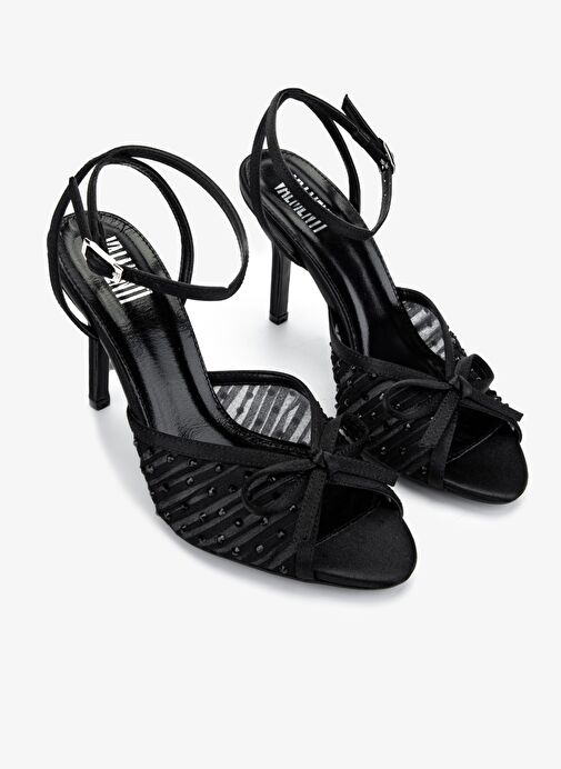 Valmenti Kadın Siyah Saten Topuklu Ayakkabı - Görsel 3