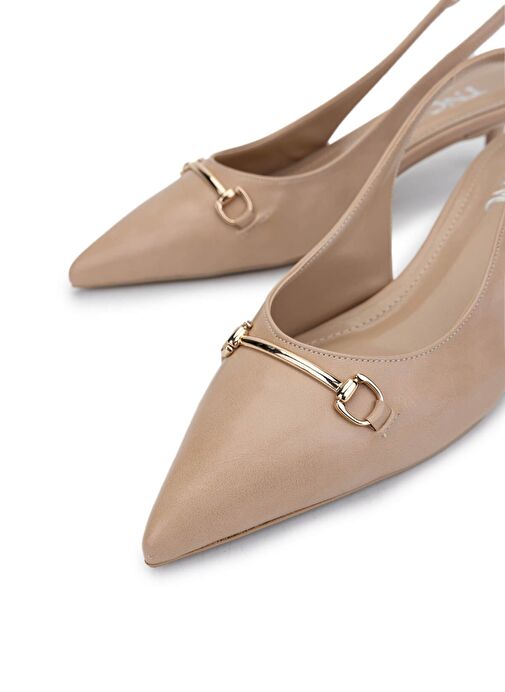 Tamer Tanca Kadın Suni Deri Bej Topuklu Ayakkabı - Görsel 4