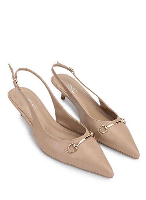 Tamer Tanca Kadın Suni Deri Bej Topuklu Ayakkabı - Görsel 3