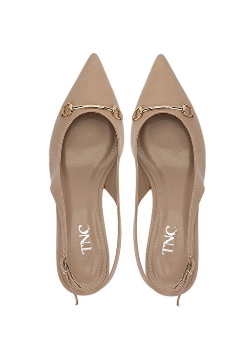 Tamer Tanca Kadın Suni Deri Bej Topuklu Ayakkabı - Görsel 7