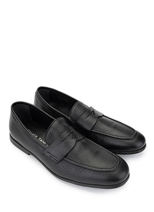 Tamer Tanca Erkek Hakiki Deri Siyah Deri Loafer Ayakkabı - Görsel 3