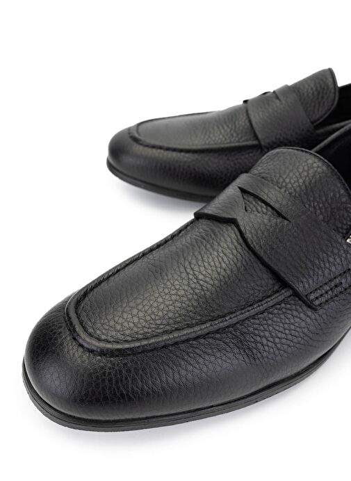 Tamer Tanca Erkek Hakiki Deri Siyah Deri Loafer Ayakkabı - Görsel 4