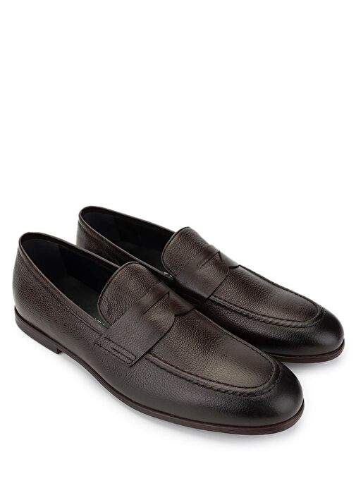 Tamer Tanca Erkek Hakiki Deri Kahverengi Loafer Ayakkabı - Görsel 3