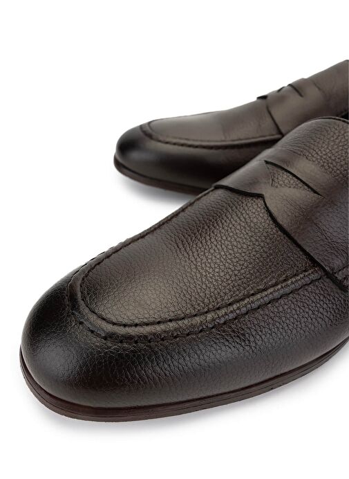 Tamer Tanca Erkek Hakiki Deri Kahverengi Loafer Ayakkabı - Görsel 4