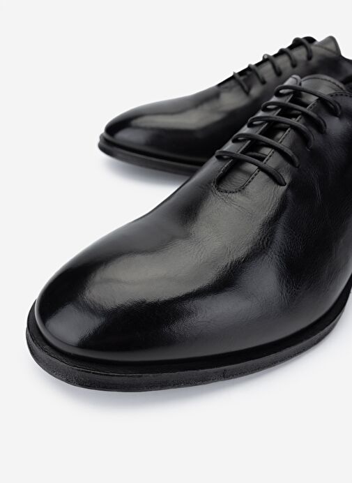 Valmenti Erkek Hakiki Deri Siyah Klasik Ayakkabı - Görsel 4