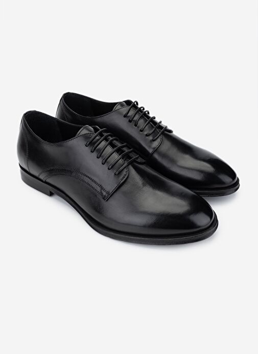 Valmenti Erkek Hakiki Deri Siyah Klasik Ayakkabı - Görsel 3