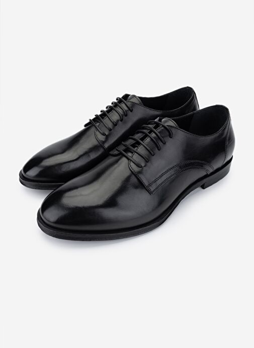 Valmenti Erkek Hakiki Deri Siyah Klasik Ayakkabı - Görsel 6