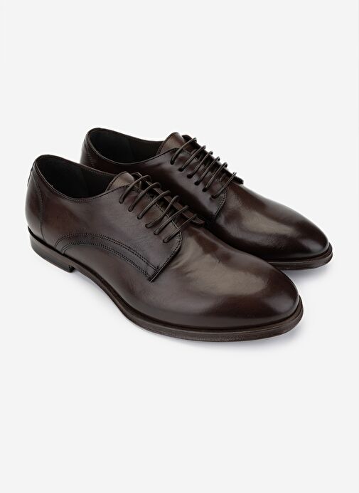 Valmenti Erkek Hakiki Deri Kahverengi Klasik Ayakkabı - Görsel 3
