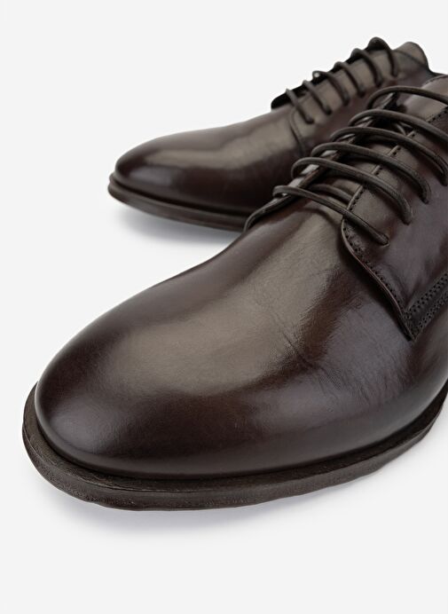 Valmenti Erkek Hakiki Deri Kahverengi Klasik Ayakkabı - Görsel 4