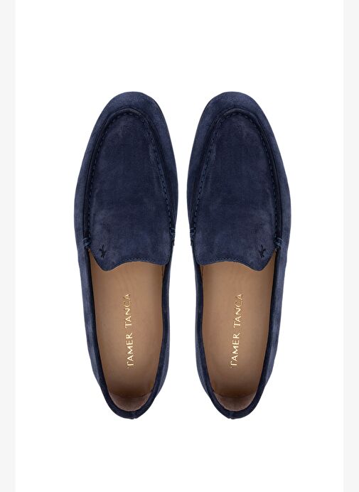 Tamer Tanca Erkek Hakiki Deri Lacivert Süet Loafer Ayakkabı - Görsel 6