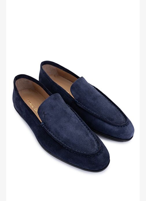 Tamer Tanca Erkek Hakiki Deri Lacivert Süet Loafer Ayakkabı - Görsel 3