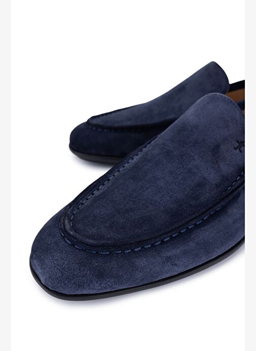 Tamer Tanca Erkek Hakiki Deri Lacivert Süet Loafer Ayakkabı - Görsel 4