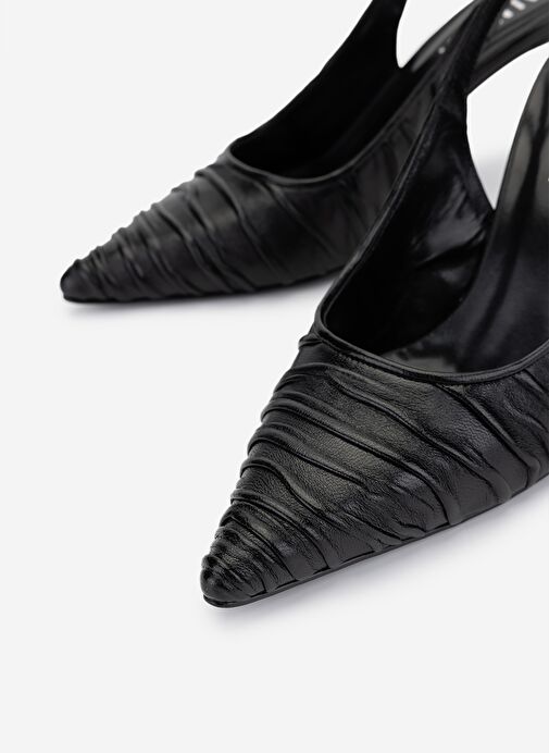 Valmenti Kadın Hakiki Deri Siyah Deri Topuklu Ayakkabı - Görsel 4