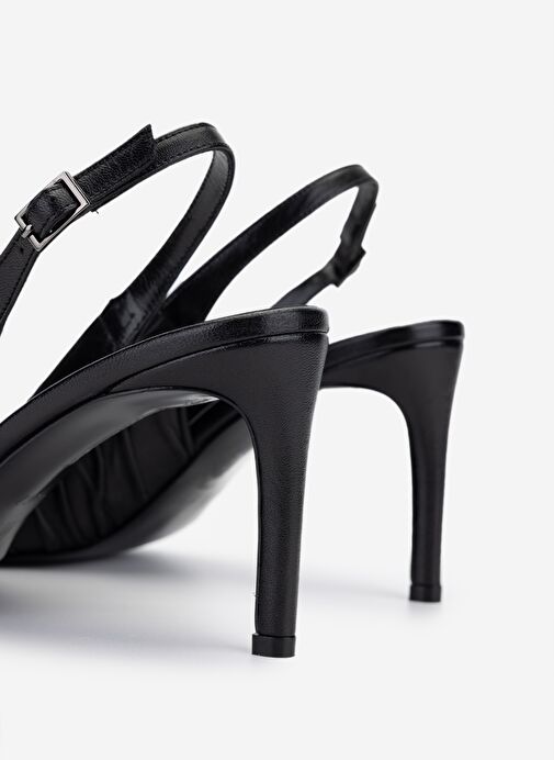 Valmenti Kadın Hakiki Deri Siyah Deri Topuklu Ayakkabı - Görsel 5