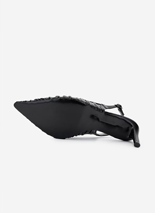 Valmenti Kadın Hakiki Deri Siyah Deri Topuklu Ayakkabı - Görsel 6