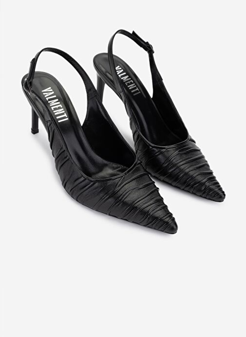 Valmenti Kadın Hakiki Deri Siyah Deri Topuklu Ayakkabı - Görsel 3