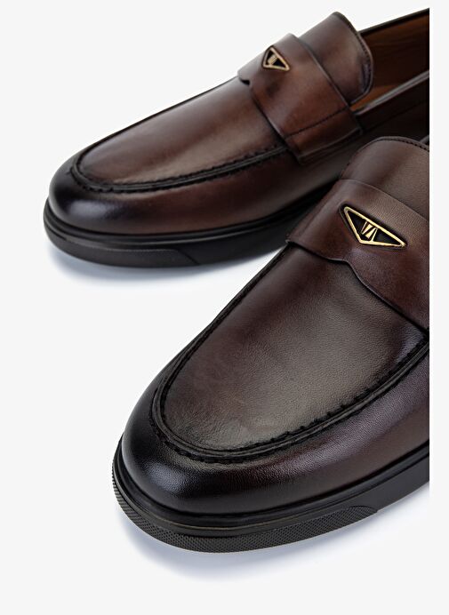 Valmenti Erkek Hakiki Deri Kahverengi Loafer Ayakkabı - Görsel 4