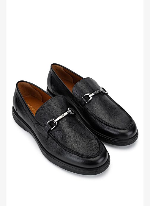 Tamer Tanca Erkek Hakiki Deri Siyah Loafer Ayakkabı - Görsel 3