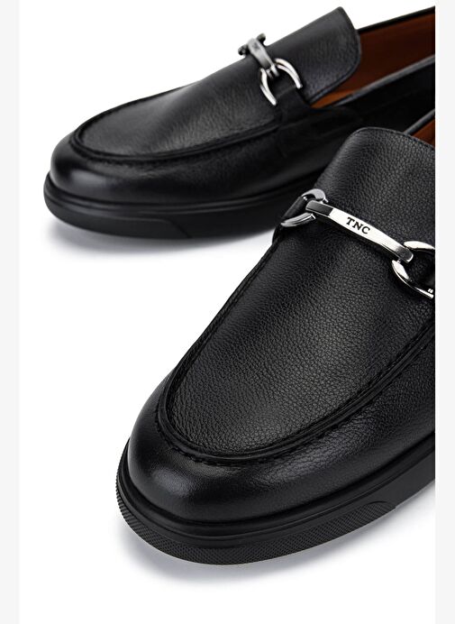 Tamer Tanca Erkek Hakiki Deri Siyah Loafer Ayakkabı - Görsel 5