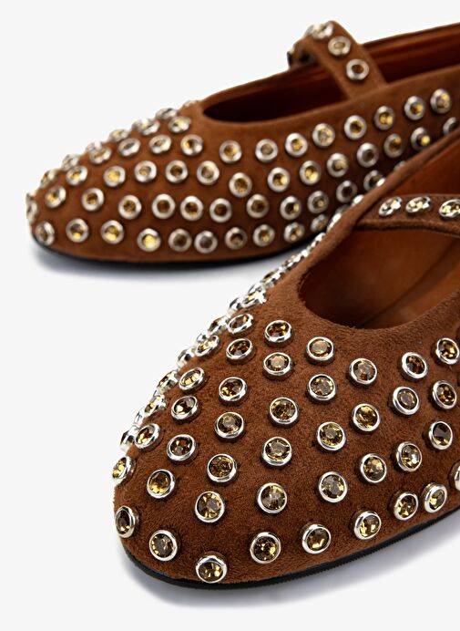 Valmenti Kadın Hakiki Deri Taba Süet Babet Ayakkabı - Görsel 4